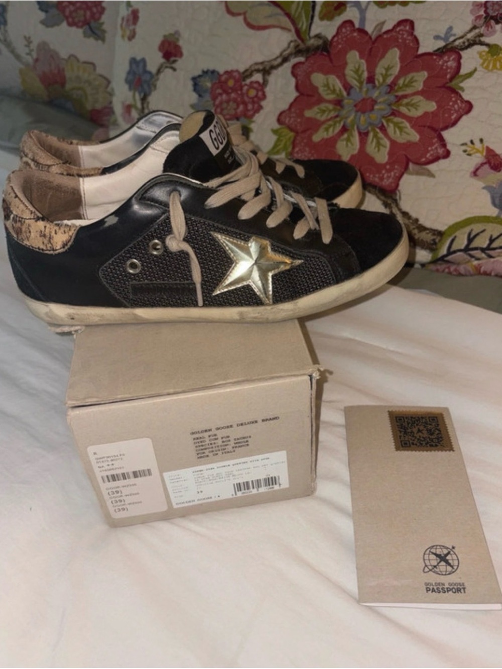 Golden Goose Black Sneakers with Gold Star Accent
